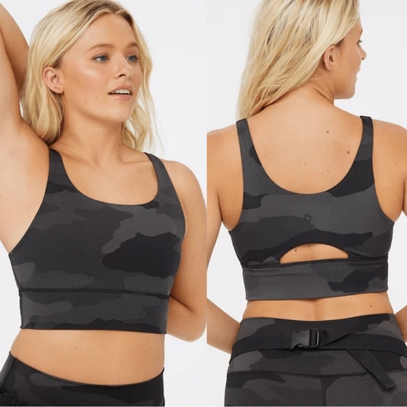 Aerie OFFLINE Black & Gray Camo Sports Bra Small - Picture 1 of 11